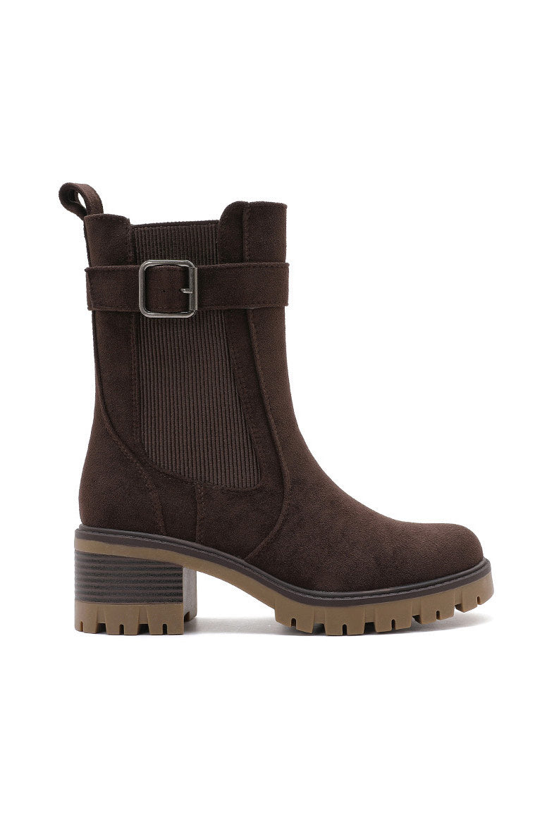 Hunter Chocolate Contrast Sole Suedette Chelsea Boots