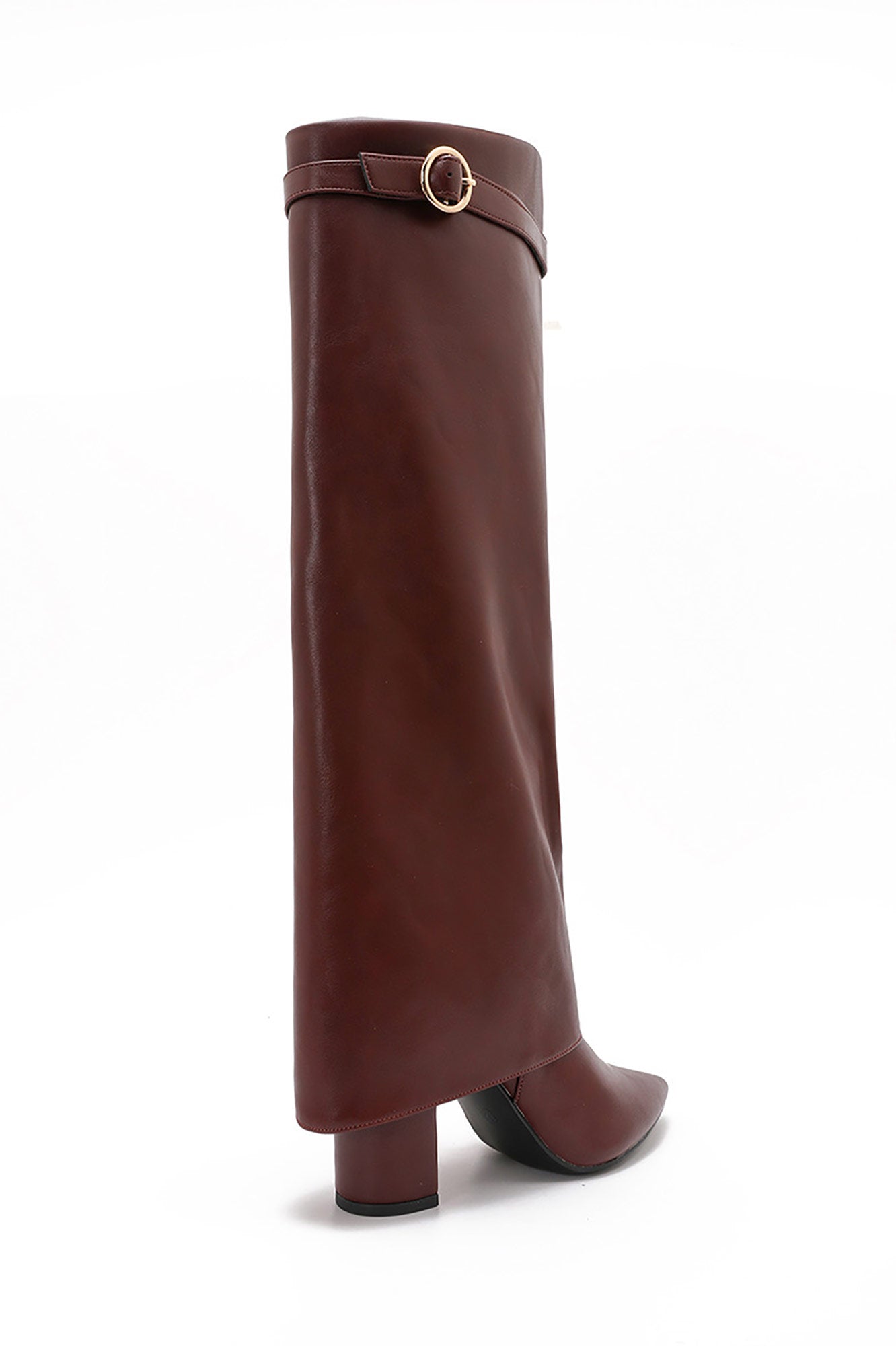 Mo Wine Fold Over Knee High Boots