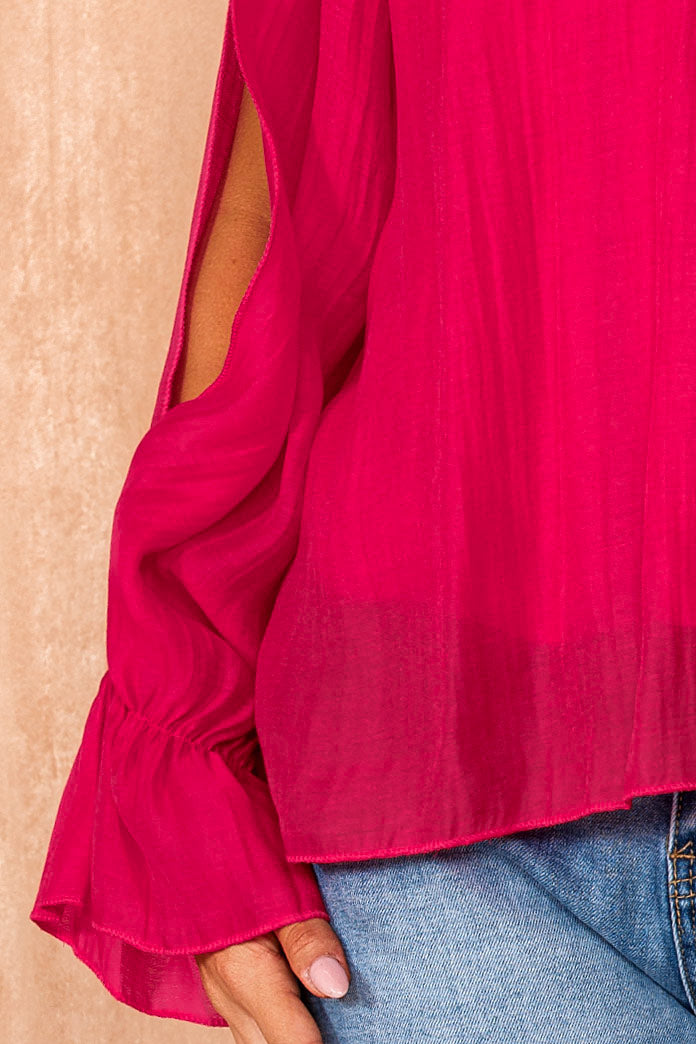Abbey Fuchsia Cold Shoulder Blouse