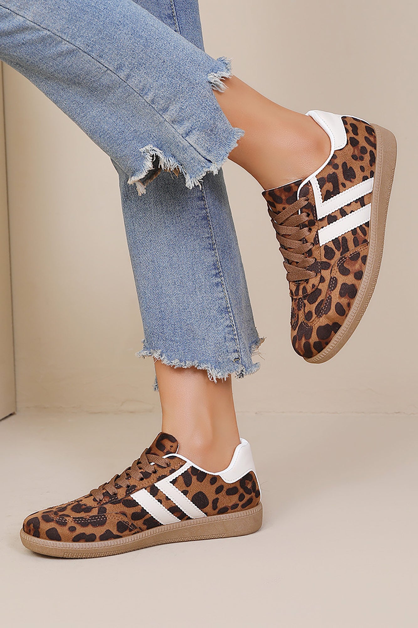 Alaina Leopard Suedette Trainers