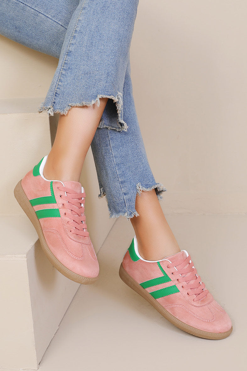 Alaina Pink Suedette Trainers