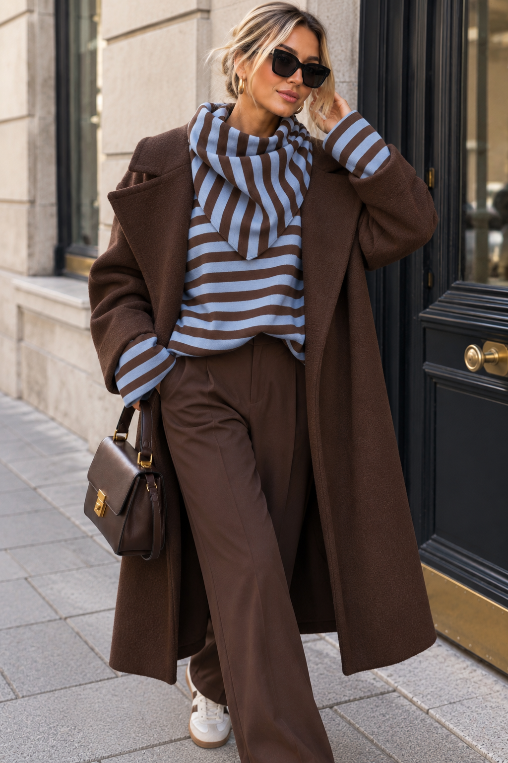 Alec Blue & Chocolate Fine Knit Striped Top