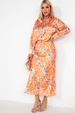 Alexandra Orange Satin Print Skirt