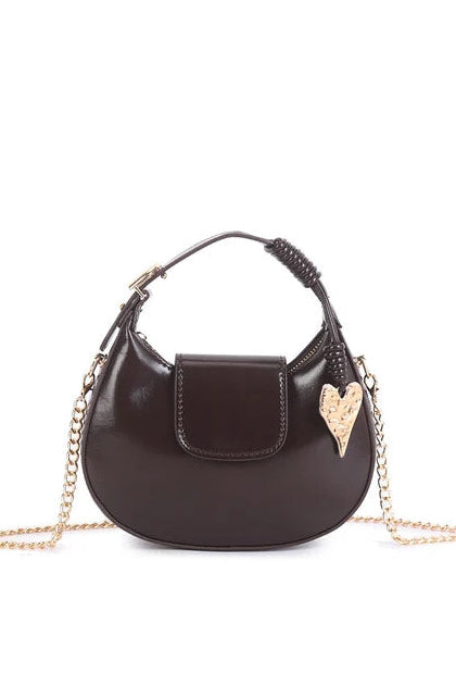 Alya Chocolate Faux Leather Grab Bag