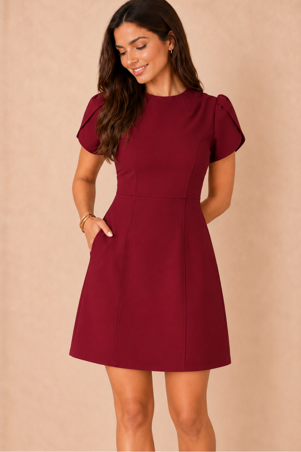 Ami Berry High Neck Mini Dress