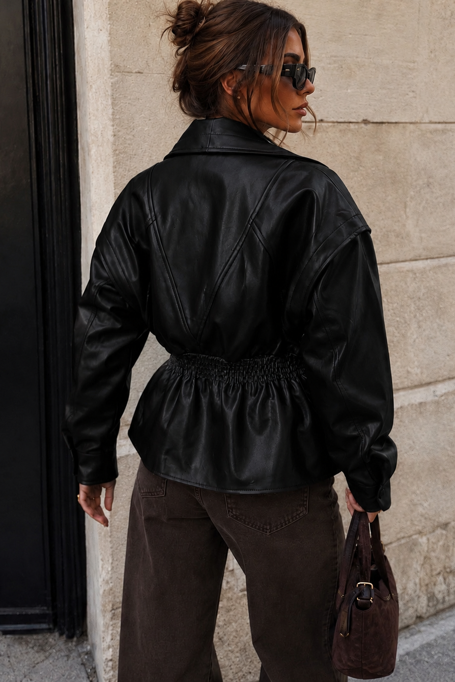 Amira Black Faux Leather Jacket