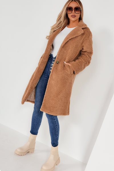 Camel hot sale teddy coat