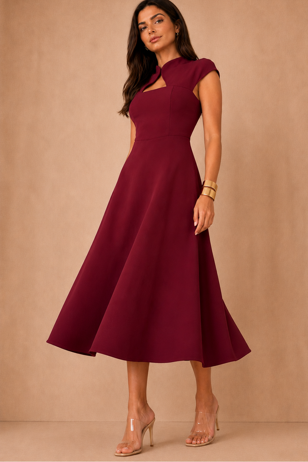 Amora Wine Midi Dress