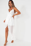 Ange White Chiffon Frill Detail Dress