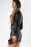 Angela Khaki Faux Leather Skort