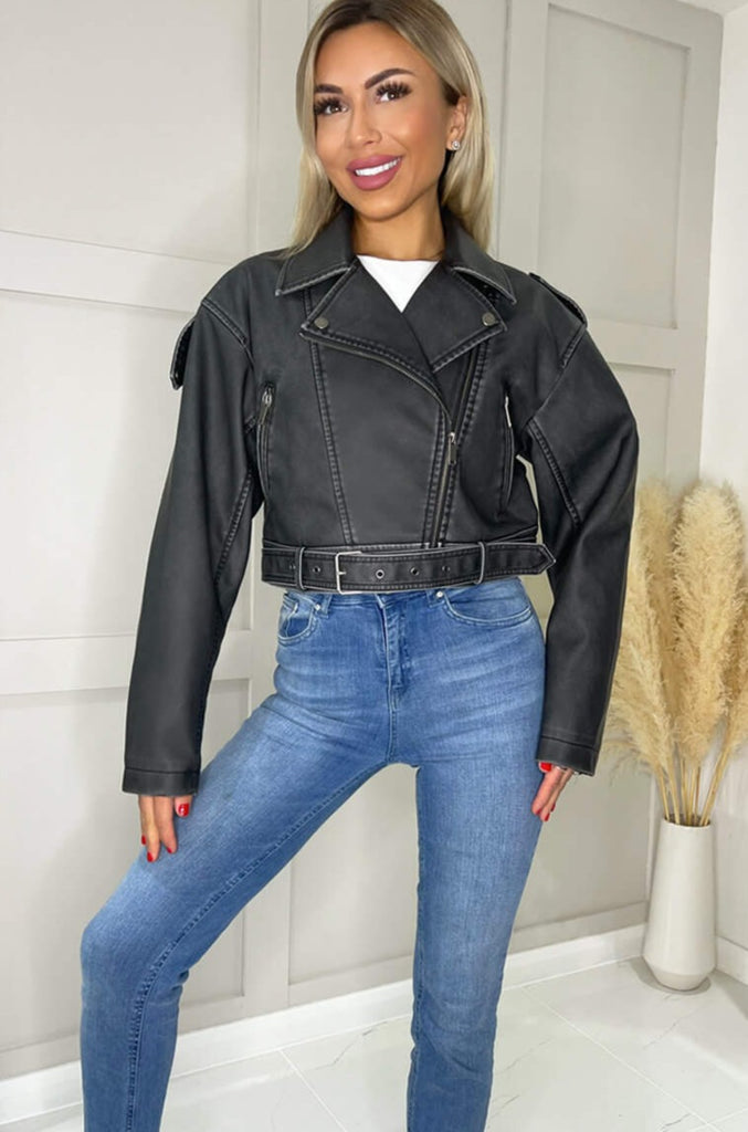 Angie Black Faux Leather Jacket
