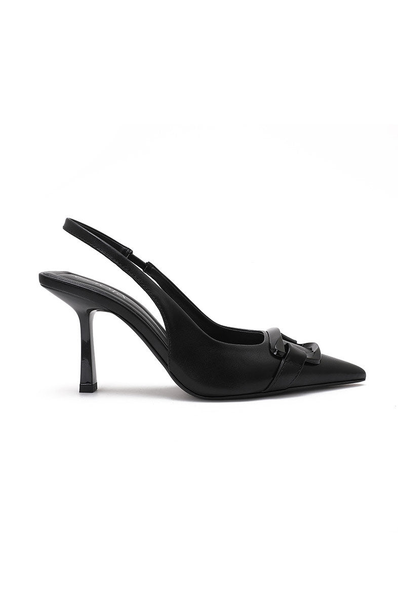 Annie Black Buckle Court Shoe