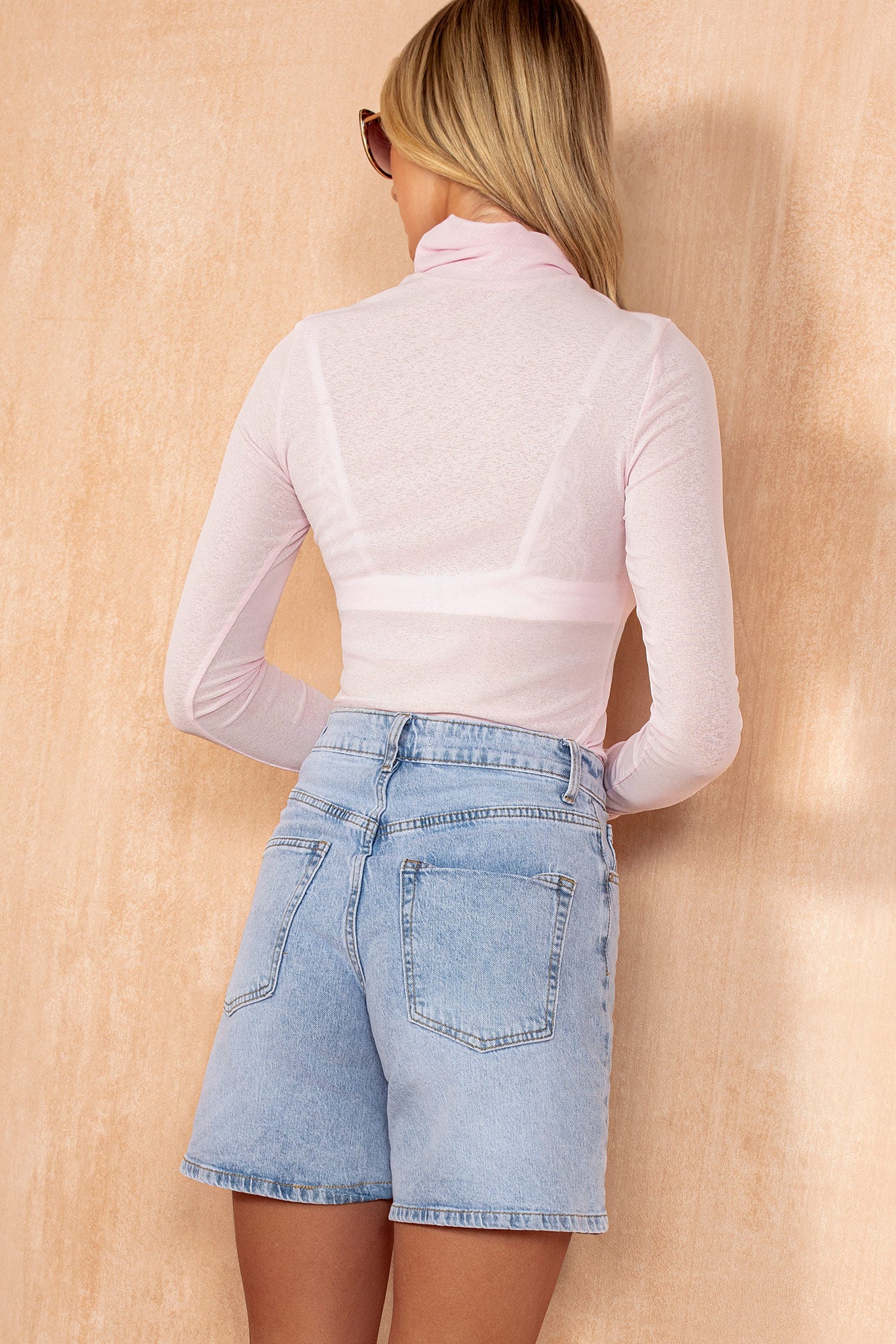 Avril Pink Polo Neck Top
