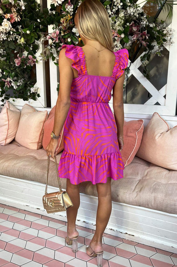 AX Paris Brenda Pink Shirred Print Dress