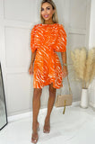 AX Paris Erica Orange Batwing Print Dress