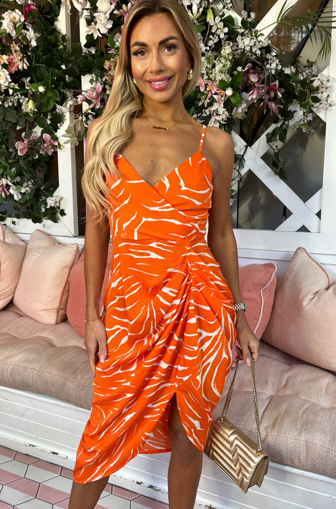AX Paris Florella Orange Print Dress