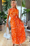 AX Paris Gerta Orange Cut Out Print Dress