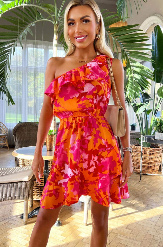 AX Paris Hester Pink and Orange Floral Dress