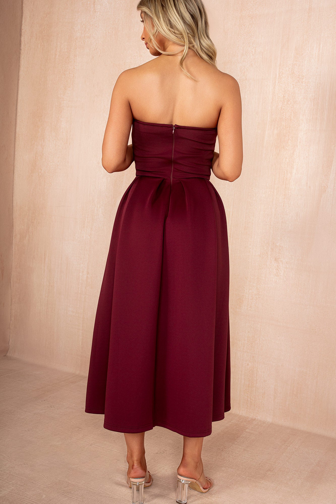 AX Paris Saskia Plum Bandeau A-Line Midi Dress