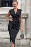 AX Paris Yara Black Sparkle Wrap Dress