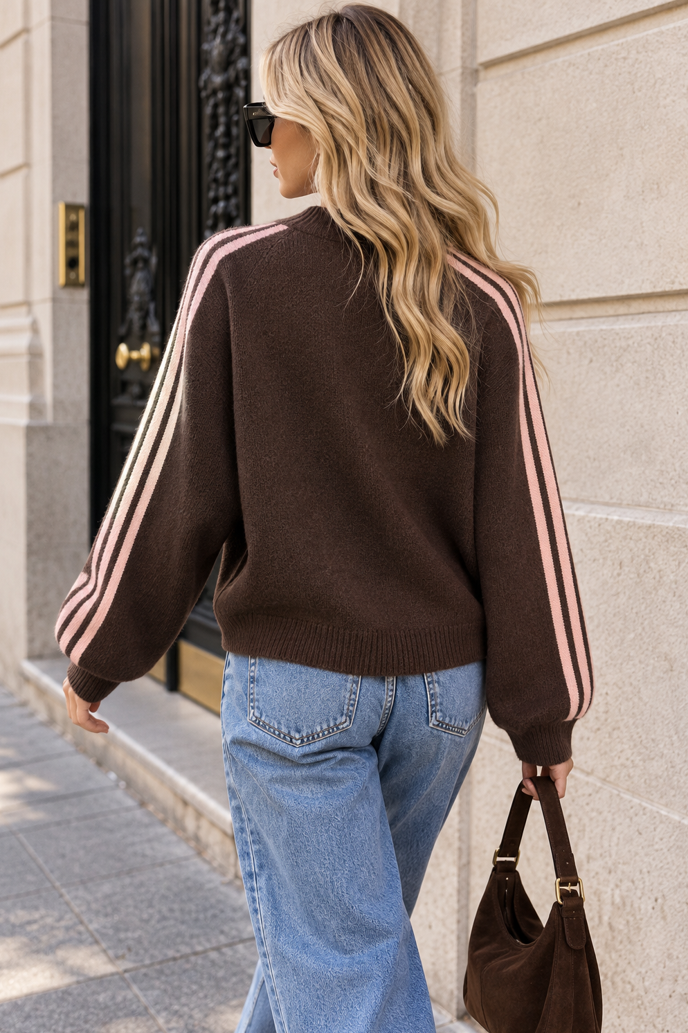 Belinda Chocolate Knit Striped Cardigan