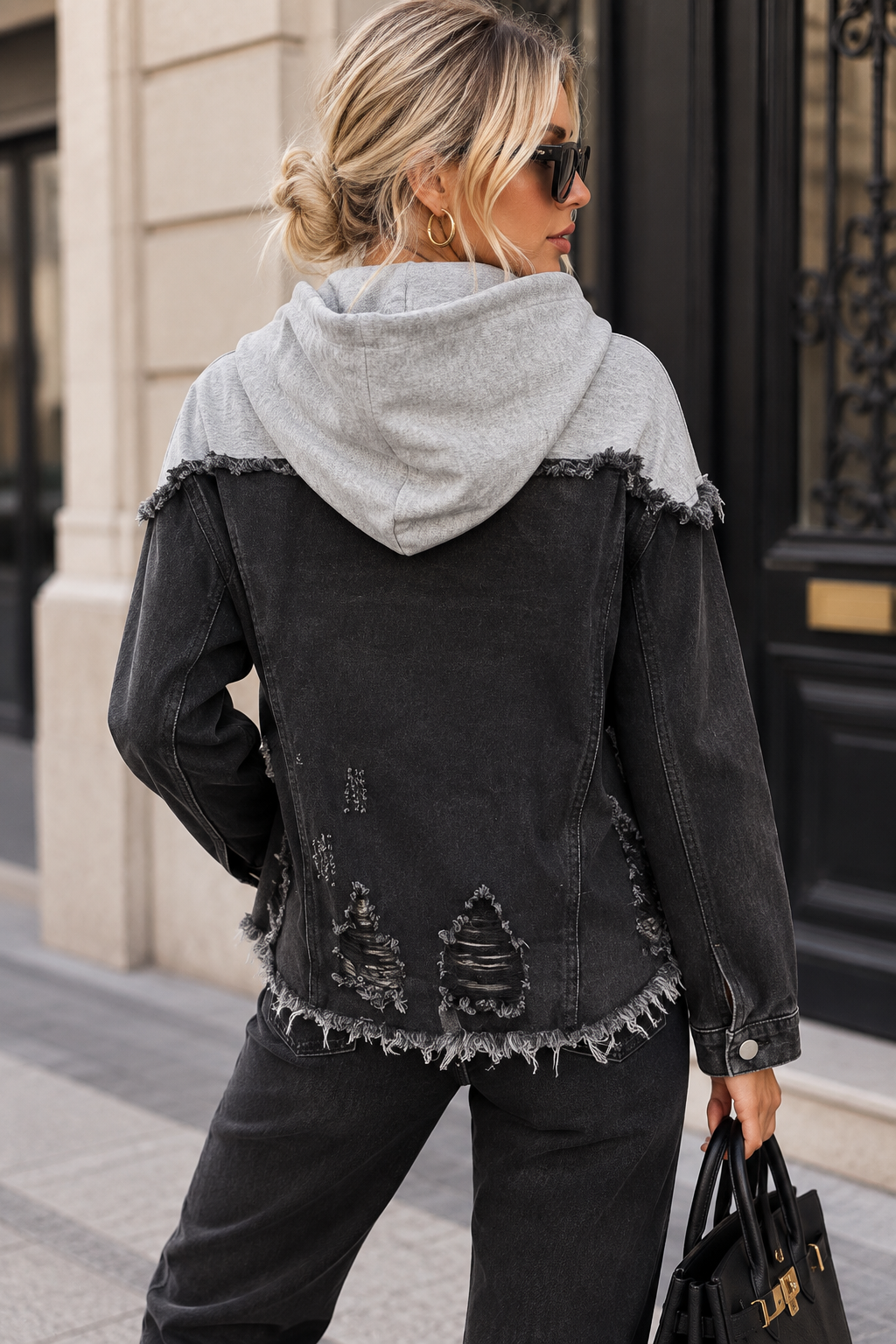 Berneta Black Denim Distressed Jumper Jacket