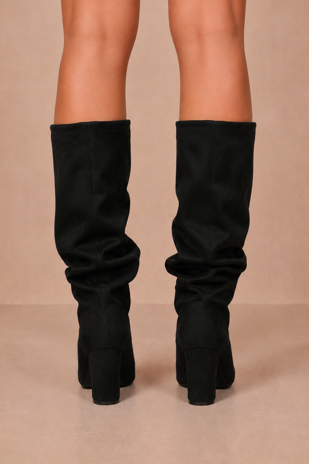 Bethany Black Suedette Knee High Boots