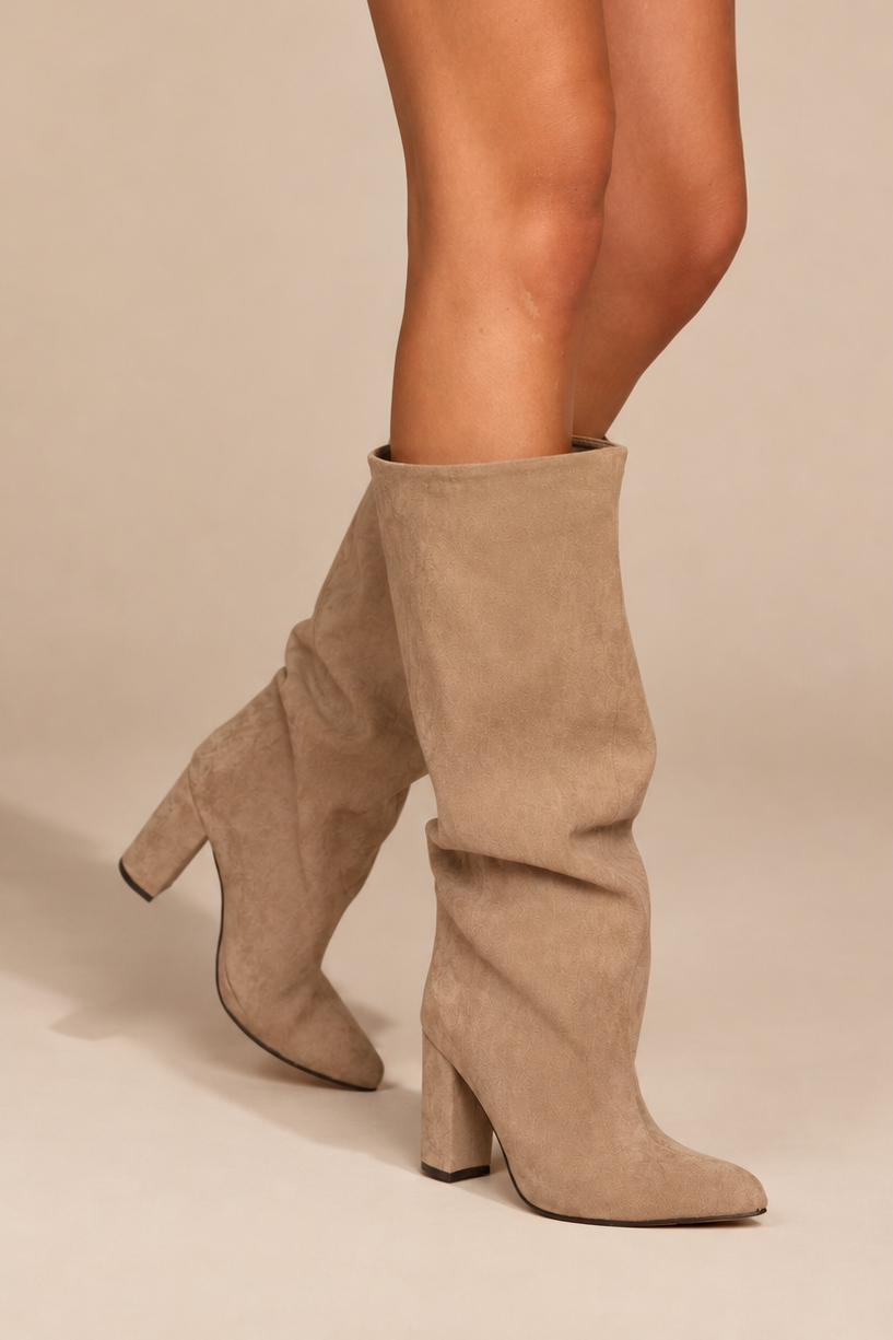 Bethany Taupe Suedette Knee High Boots