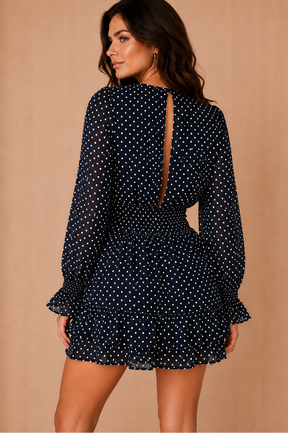 Bradley Navy Knot Front Polka Dot Dress