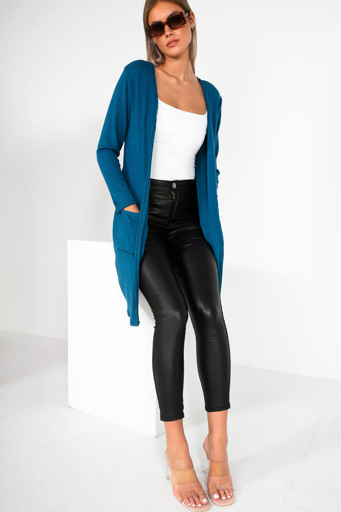 Braelyn Teal Open Front Cardigan