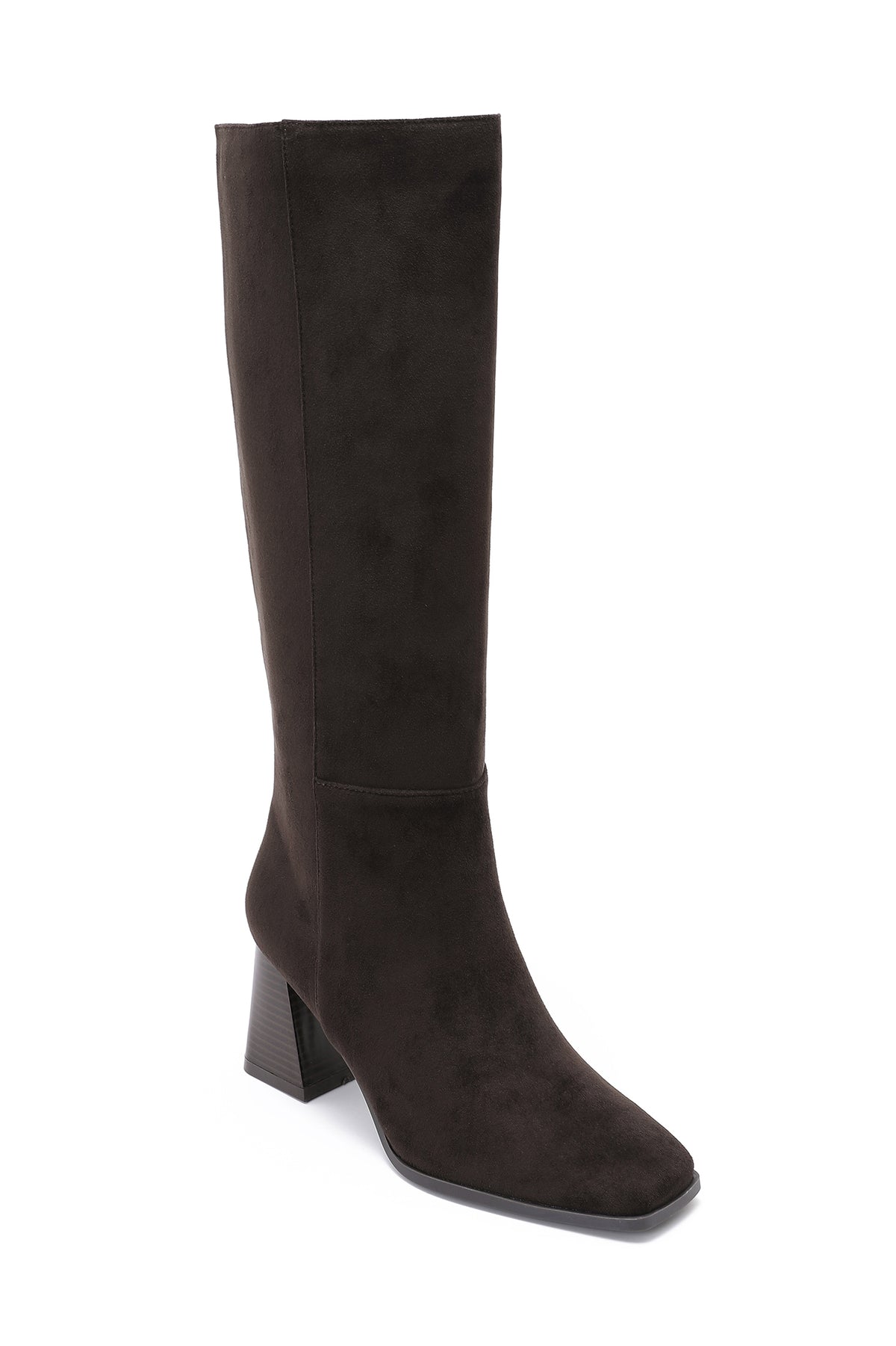 Brandy Dark Brown Suedette Knee High Boots