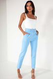 Brinley Baby Blue Belted Cigarette Trousers