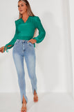 Calzia Green Slinky Collared Bodysuit