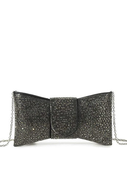Castor Black Diamante Bow Detachable Chain Bag