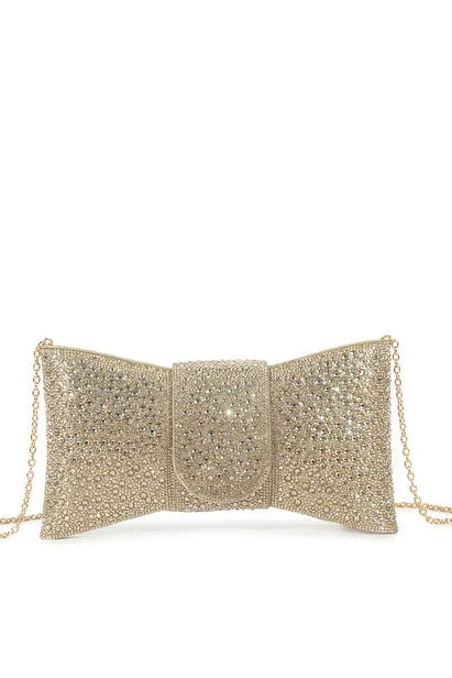 Castor Gold Diamante Bow Detachable Chain Bag
