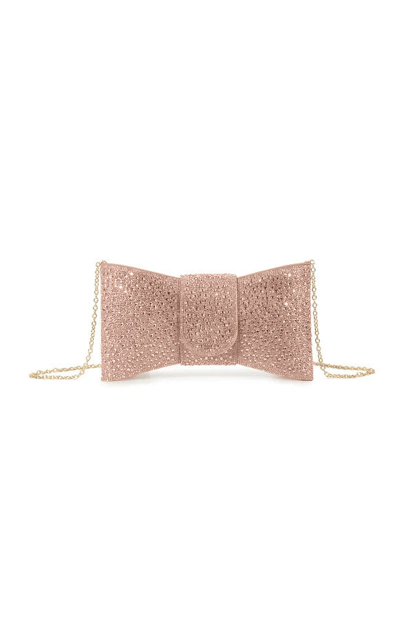 Castor Rose Gold Diamante Bow Detachable Chain Bag