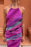 Catalina Magenta Print Midi Dress