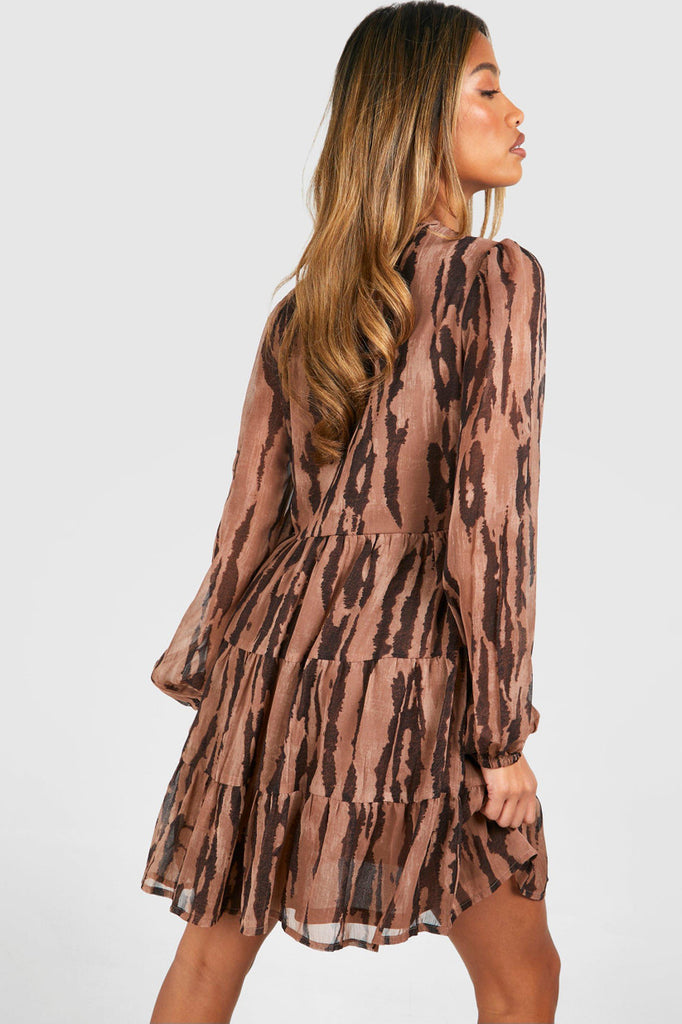Chantal Chocolate Chiffon Print Dress