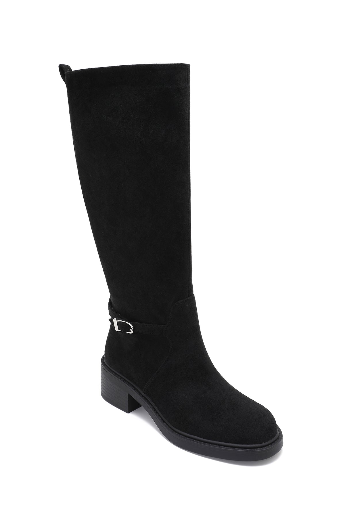 Claire Black Suedette Knee High Boots