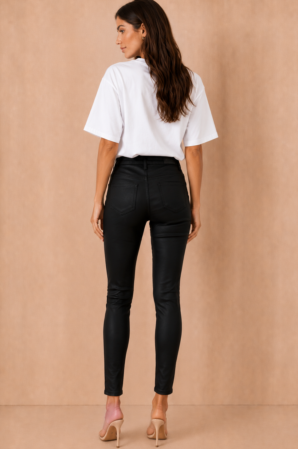 Cleo Black Wax Skinny Trousers
