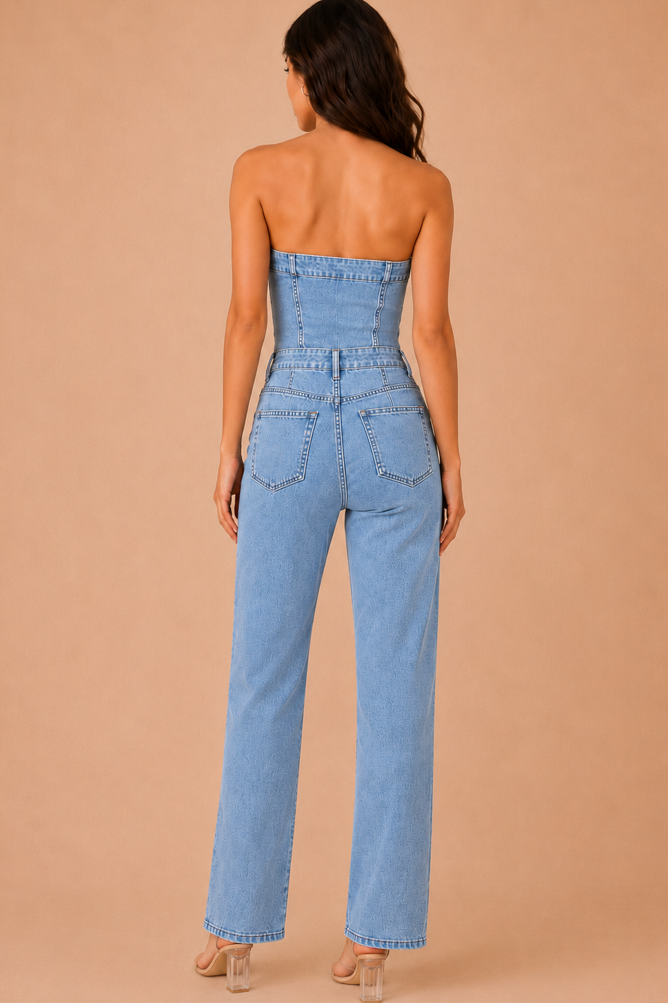 Clodagh Blue Denim Bandeau Jumpsuit