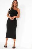Cora Black One Shoulder Dress