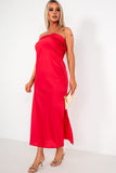 Danetta Red Satin Bandeau Dress