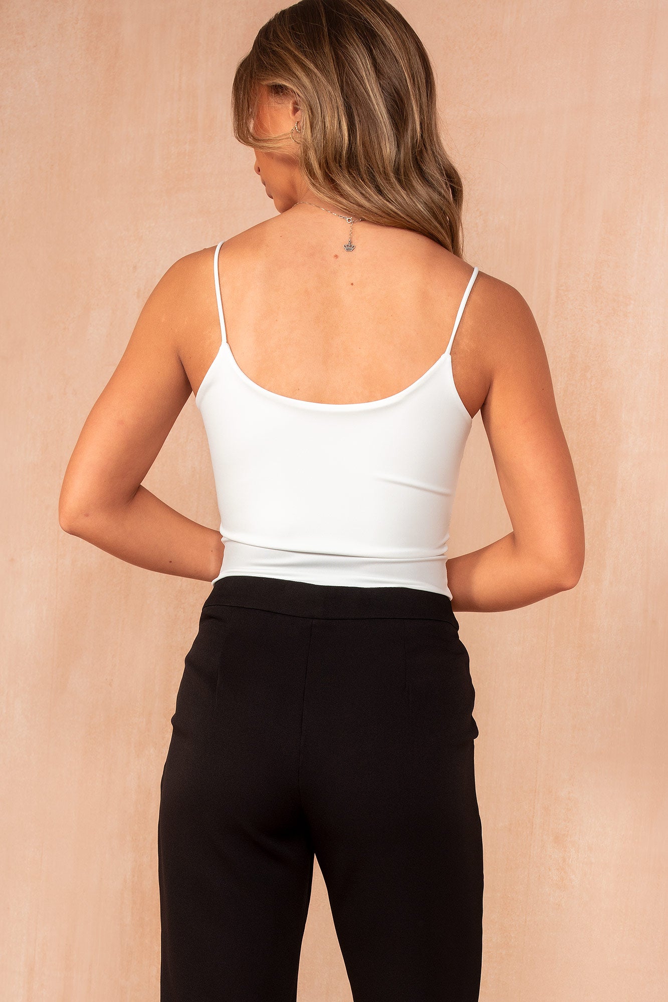 Daniela White Slinky Scoop Neck Top