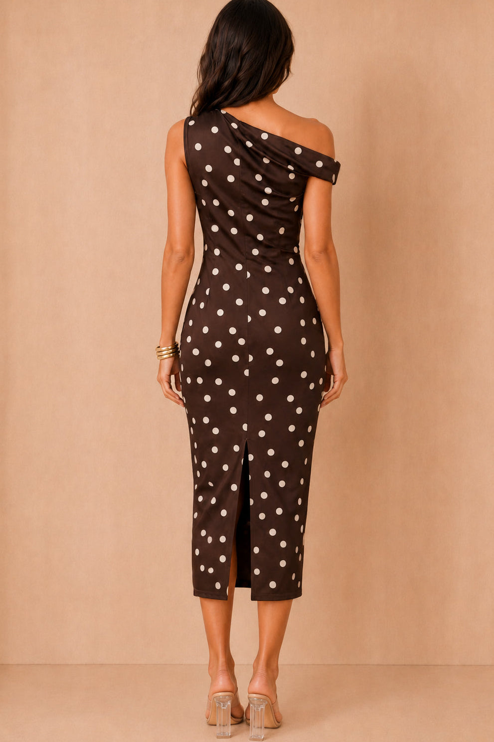 Darla Chocolate Polka Dot Midi Dress