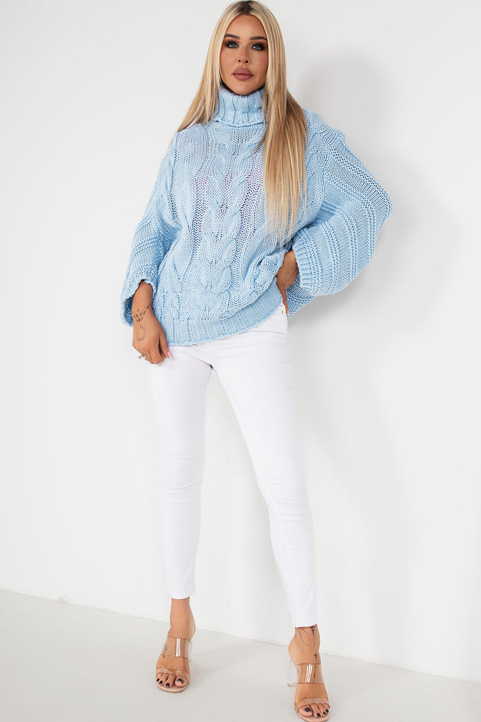 Deanna Baby Blue Cable Knit Jumper