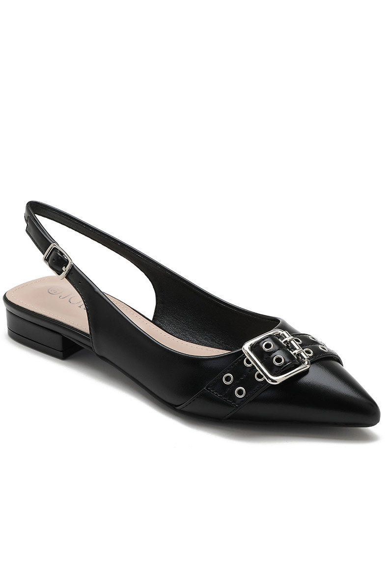 Delilah Black PU Slingback Shoe