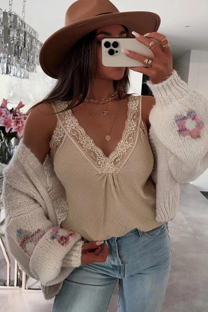 Demi Stone Lace Cotton Cami Top