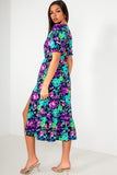 Diane Purple and Green Floral Midi Dress