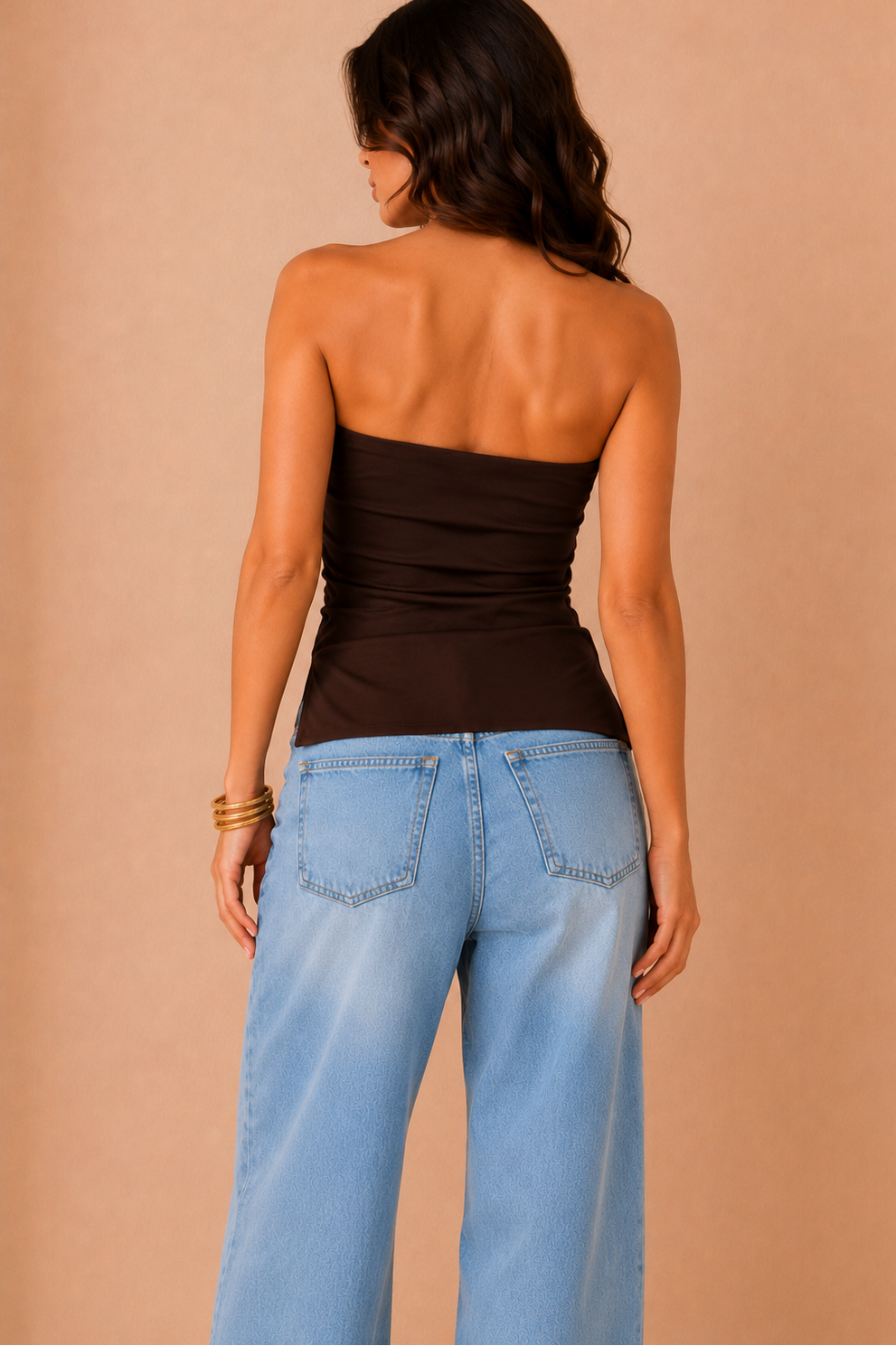 Doretta Chocolate Slinky Bandeau Top